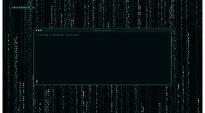 Real-time visualization of a machine learning model training process. A terminal window active Python code, including PyTorch library imports and transformer architecture parameters, while a digital matrix of falling green characters creates a high-tech, immersive atmosphere. projects related to AI development, software engineering, advanced computing, and futuristic technology concepts. The clean, aesthetic is corporate presentations and tech-focused - Powered by Shutterstock - Get 15% off with code: PIKWIZARD15