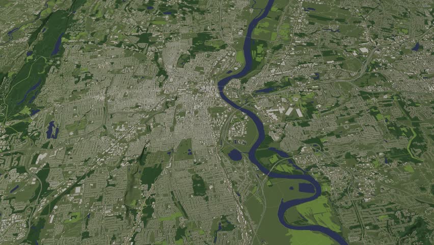 3D looped animation of city - Hartford Connecticut, USA