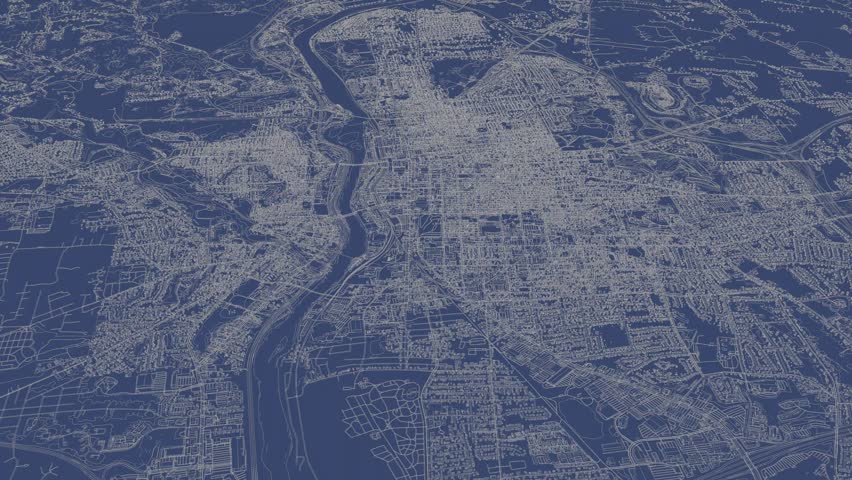 3D looped animation of city - Manchester New Hampshire, USA
