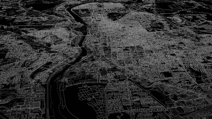 3D looped animation of city - Manchester New Hampshire, USA