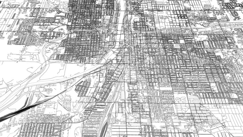 3D looped animation of city - Grand Rapids Michigan, USA