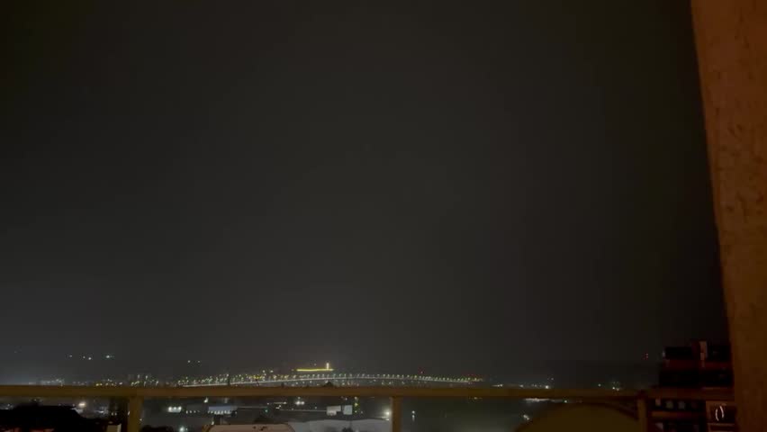 Massive Lightning Bolt Across Night Sky