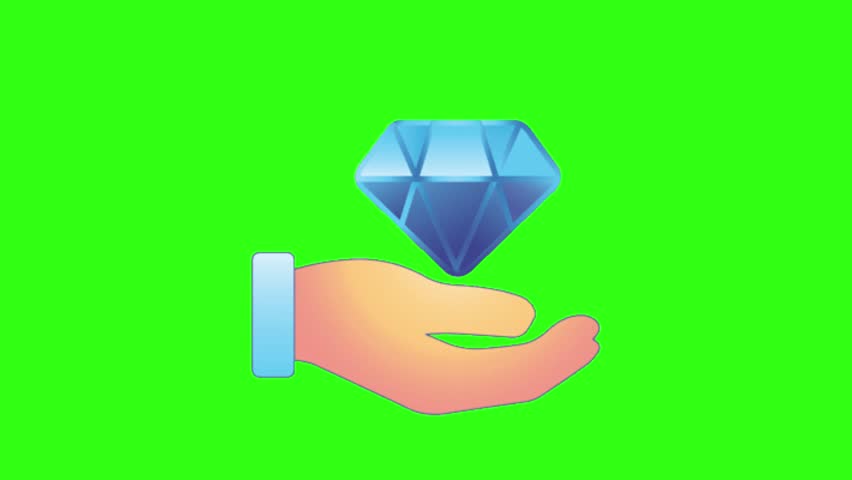 Hold diamond symbol cartoon animation on green screen