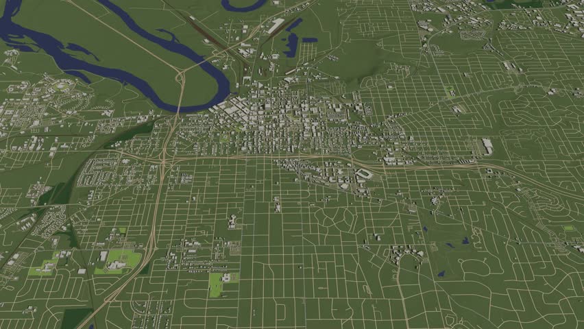 3D looped animation of city - Montgomery Alabama, USA