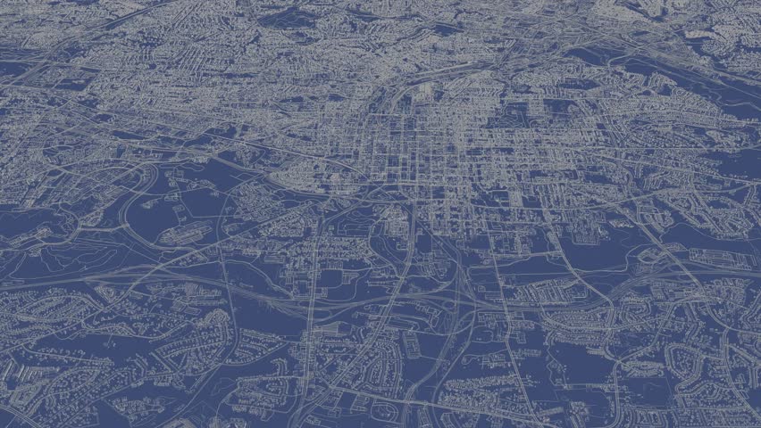 3D looped animation of city - Raleigh North Carolina, USA