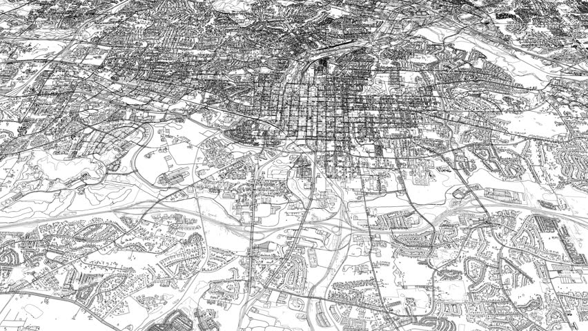 3D looped animation of city - Raleigh North Carolina, USA