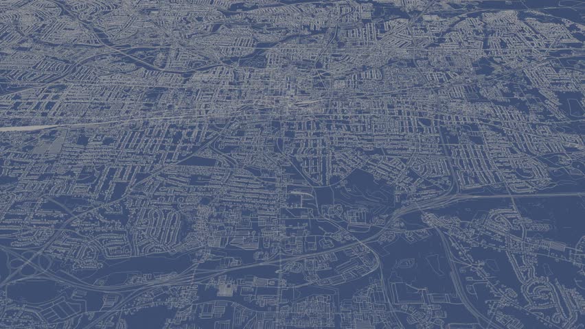 3D looped animation of city - Greensboro North Carolina, USA