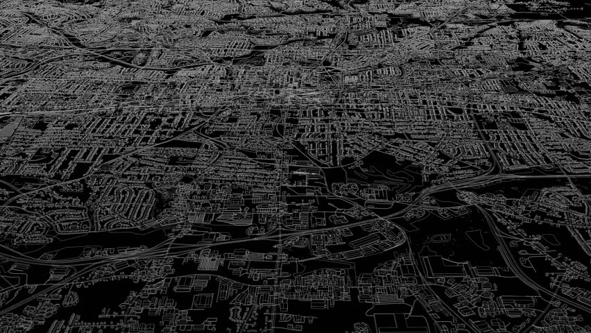 3D looped animation of city - Greensboro North Carolina, USA