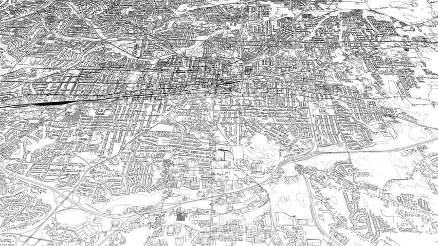 3D looped animation of city - Greensboro North Carolina, USA