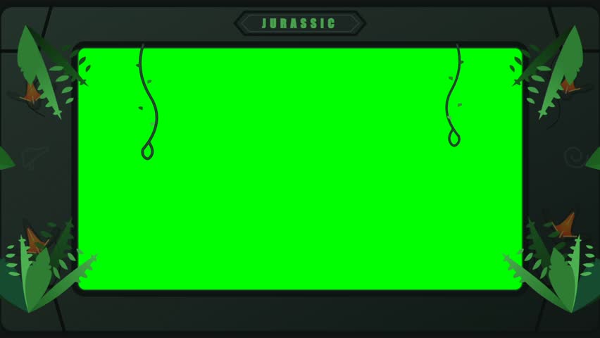 A professional jungle themed chroma key frame with jurassic elements.
