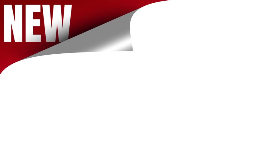 A white badge with a red NEW corner ribbon sticker illustration on a white background indicating a new product or item label design element