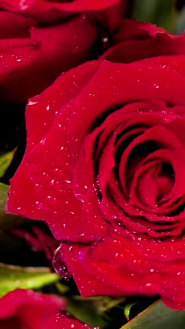 red rose flower macro with water drops romantic background