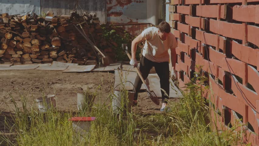 Weeding the ground, weeding the soil, clean the soil of weeds, remove weeds in the soil