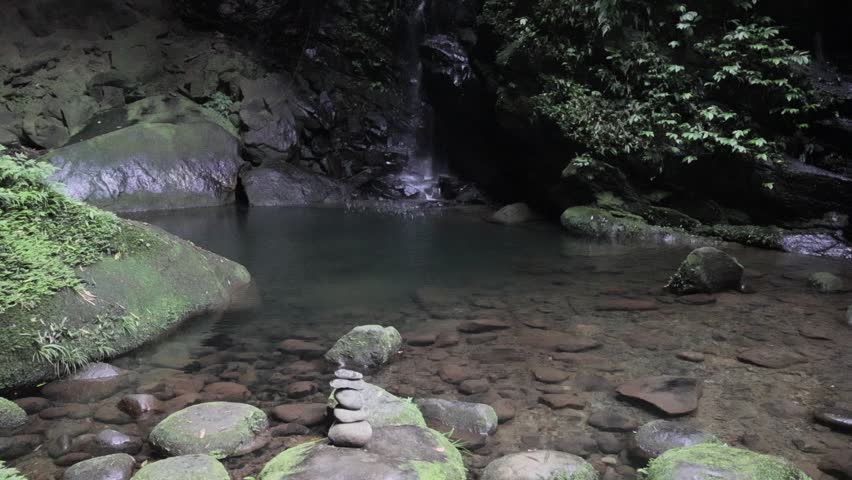 Mystical Forest Oasis - Shaded Twin Falls Inside a Giant Natural Rock Cave