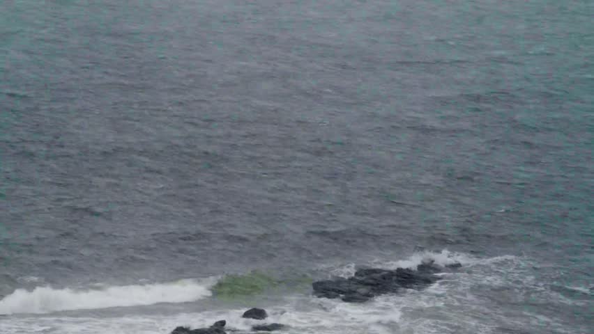 Gale force wind and heavy rain over Hempstead Bay in Roslyn, Long Island, NY.