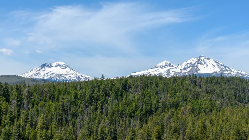 Time lapse of clouds over the Three Sisters mountains in the central Oregon Cascade Range