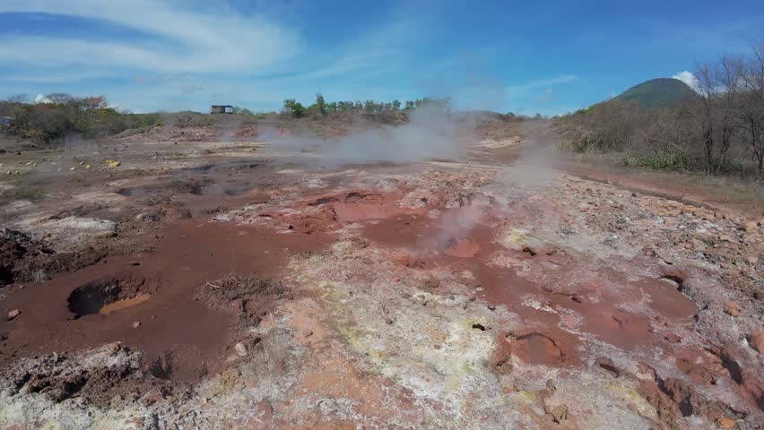 Steaming Volcanic Mud Pools In Geothermal Area Of Nicaragua
