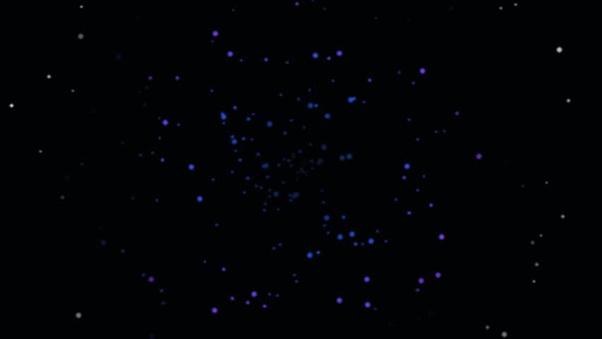 Abstract starry night sky with scattered blue and white lights.