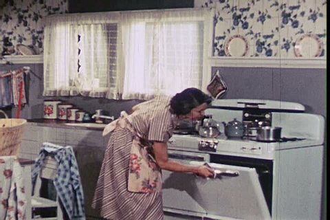 1950s - The kitchen is cleaned up while Tommy is in school and his laundry is done.