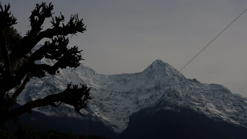 Scenic view of Annapurna Massif Himalayas mountain range from Gurung village in the Annapurna region of Nepal 