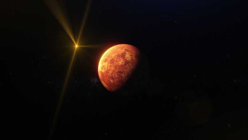 Cinematic Venus Globe Rotation in Outer Space, Realistic Planet Animation Background