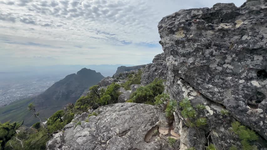 Static view from Table Mountain in Cape Town, South Africa.