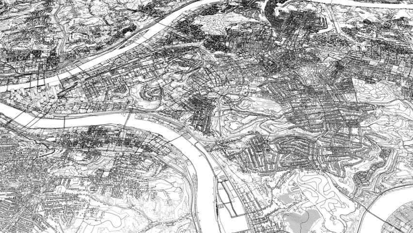 3D looped animation of city - Pittsburgh Pennsylvania, USA
