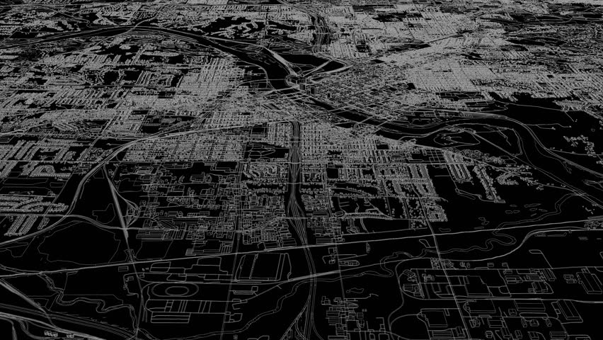 3D looped animation of city - Cedar Rapids Iowa, USA