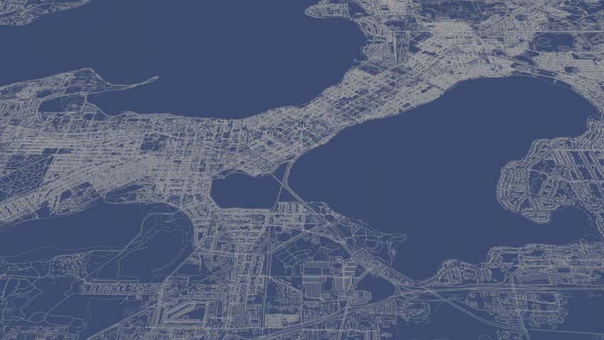 3D looped animation of city - Madison Wisconsin, USA