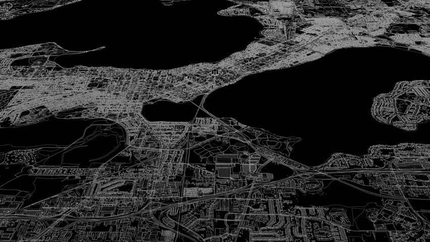 3D looped animation of city - Madison Wisconsin, USA