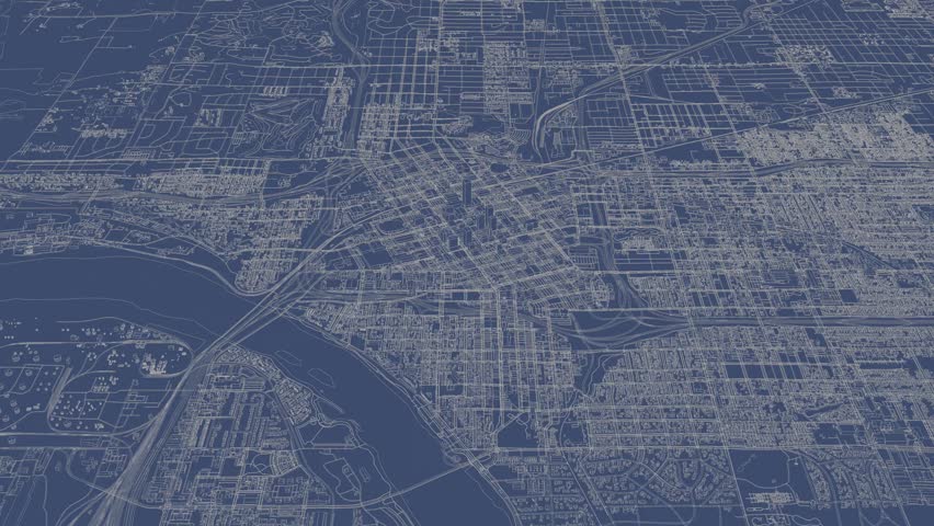 3D looped animation of city - Tulsa Oklahoma, USA