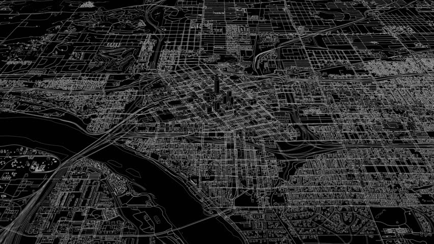 3D looped animation of city - Tulsa Oklahoma, USA