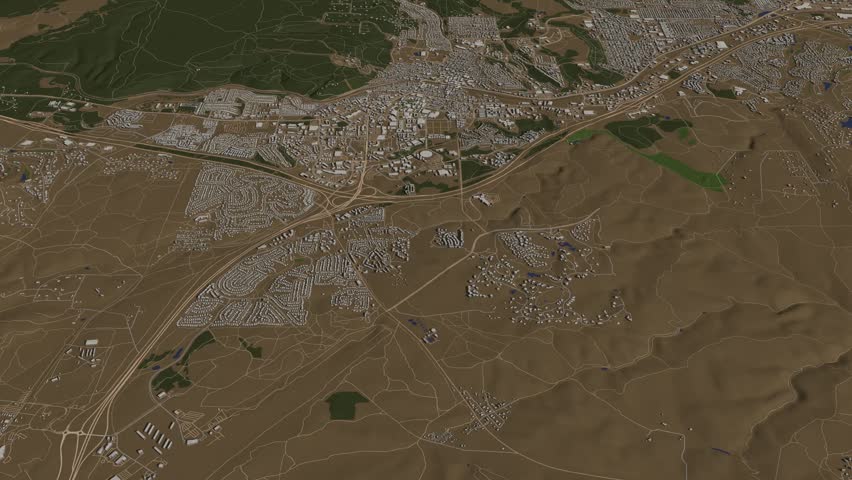 3D looped animation of city - Flagstaff Arizona, USA