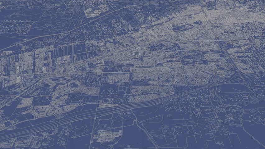 3D looped animation of city - Santa Fe New Mexico, USA