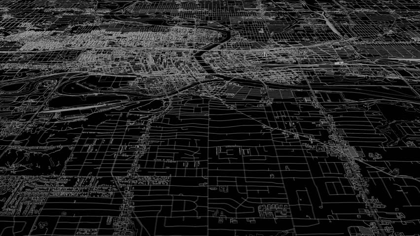 3D looped animation of city - Des Moines Iowa, USA