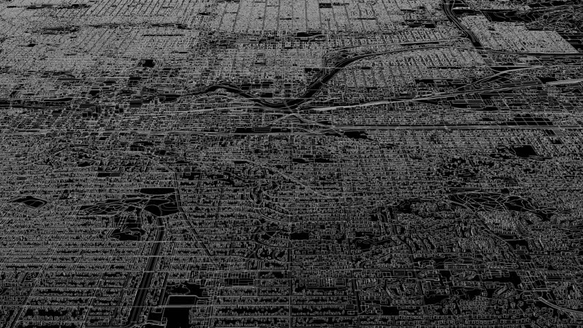 3D looped animation of city - Spokane Washington, USA