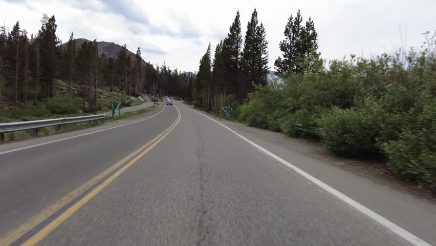Mammoth Lakes Lake Mary Road Southbound Driving Plate 05 Front View Sierra Nevada Mts California USA