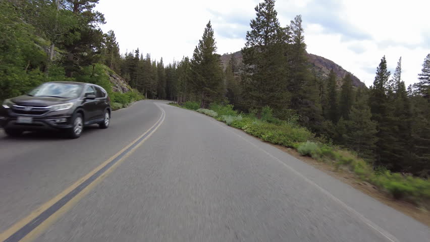 Mammoth Lakes Lake Mary Road Southbound Driving Plate 06 Front View Sierra Nevada Mts California USA