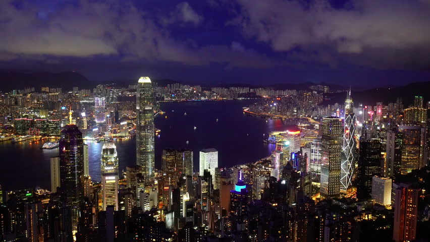 Hong Kong cityscape at night from Victoria peak.
