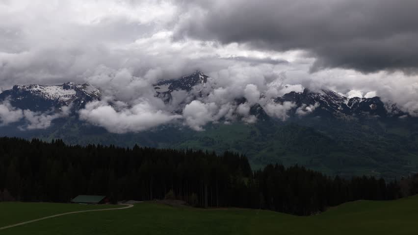 Amden highlands alpine scene landscape clouds above Swiss Alps nature