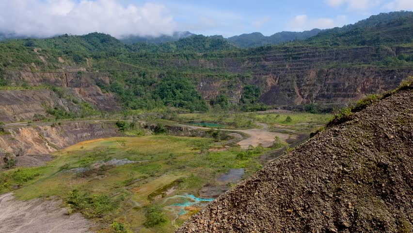 Overlooking Panguna mine pit on Bougainville Island, Papua New Guinea