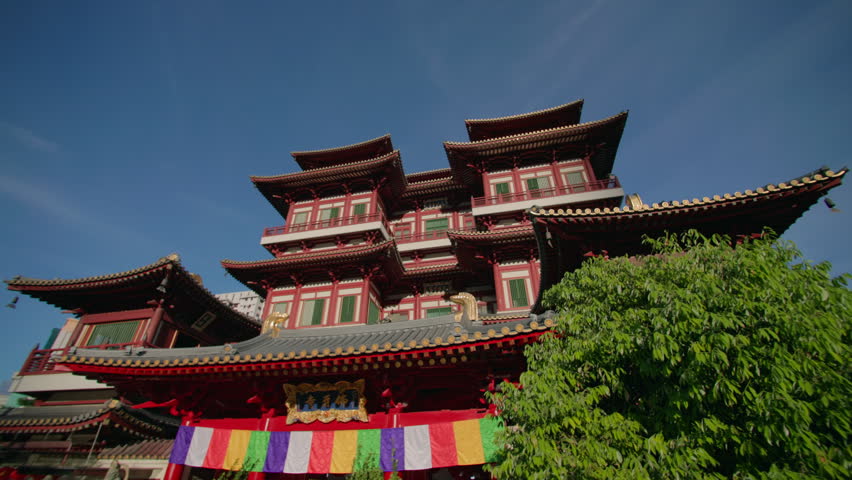 Buddha Tooth Relic Temple in Singapore City Chinatown district showcasing traditional architecture urban landscape and travel tourism in Asia