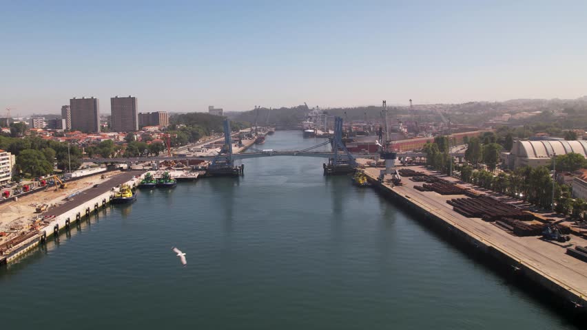 Aerial View City Port of Leixões, Matosinhos. Porto, Portugal