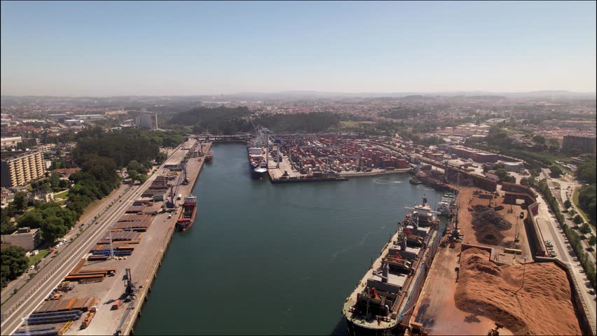 Aerial View City Port of Leixões, Matosinhos. Porto, Portugal