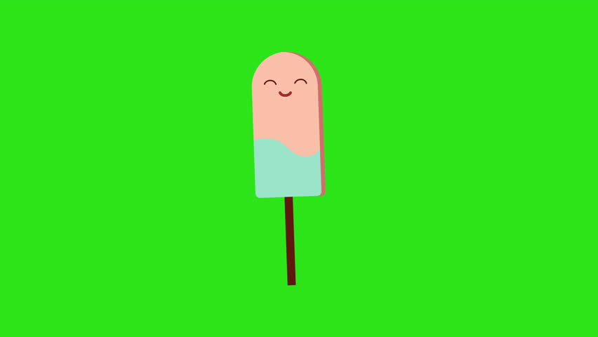 Smiling pink mint ice cream stick illustration for branding, menu designs, childrens books, packaging, and summerthemed graphics.	