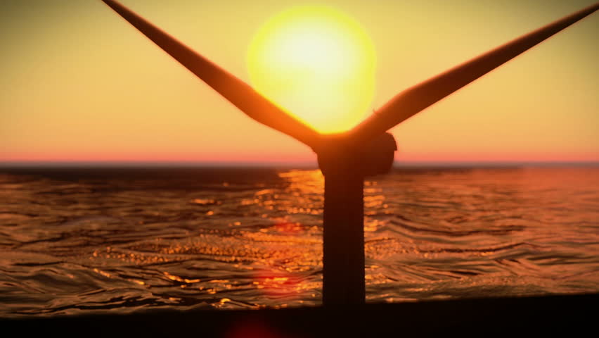 Wind turbine on a beautiful sunset
