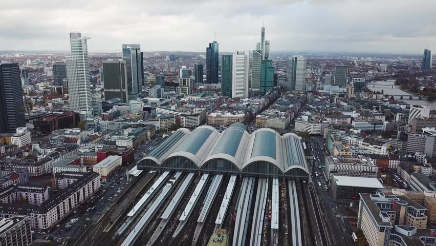 Frankfurt am Main – train station with trains.
