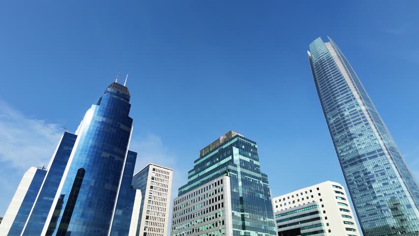 giant buildings, business sector, futuristic city, capital of Chile, futuristic buildings, sunny day, Santiago, Chile 10-06-2026