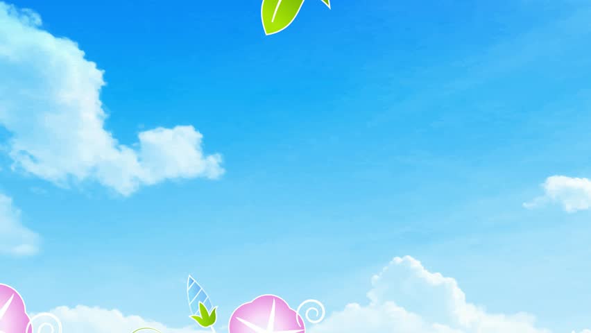 Blue sky with morning glory flowers 4K