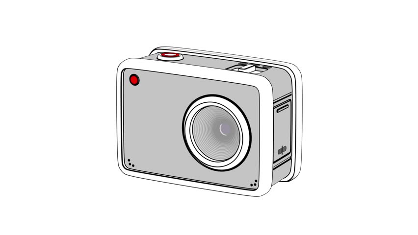 Action camera on white background